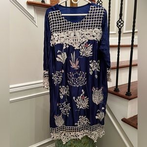 Raw silk embroidered and sequins kurta large Indian Pakistani wear